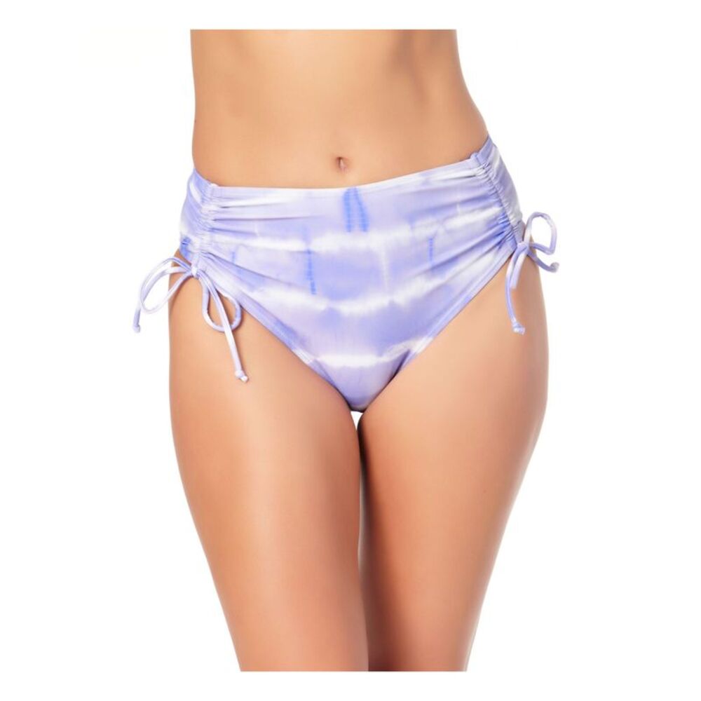 CALIFORNIA WAVES Women's Purple Cinch Drawstring High Waisted Swimsuit Bottom M